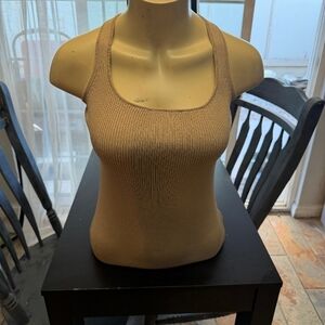 Halogen Beige Ribbed Knit Top
